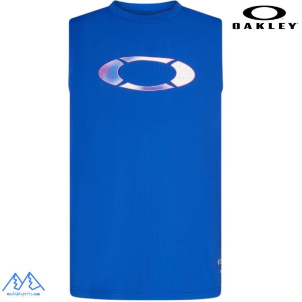 オークリー タンクトップ ノースリーブ シャツ ブルー 吸汗速乾 接触冷感 UVカット OAKLEY...