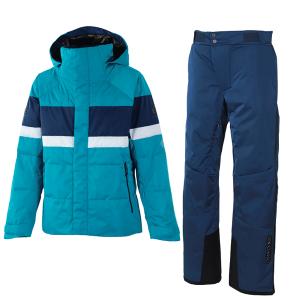 オンヨネ エッジ パフ スキーウェア ターコイズブルー ネイビー EDGE PUFF OUTER JACKET&PANTS B.TURQUOISE×NAVY ONJ98300 624 ONP98310 688｜msp-net