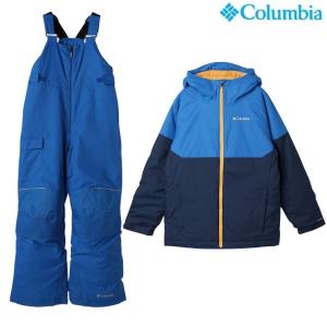 コロンビア ジュニア スキーウェア 上下セット アルパインアクション II ジャケット + アドベンチャーライドビブ ブルー Columbia SB0105-467-SY8401-432｜msp-net