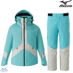 ミズノ スキーウエア カプリブルー シルバーバーチ MIZUNO DEMO SOLID SKI PARKA + DEMO SOLID SKI PANTS Z2MEC321 72 Z2MFC321 72｜msp-net