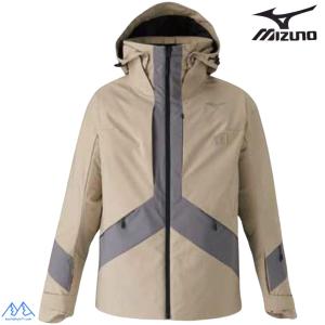ミズノ スキーウエア スキージャケット スキーパーカ トラバーチンベージュ クワイエットシェイドグレー MIZUNO DEMO SOLID SKI PARKA Z2MEC321 75｜msp-net