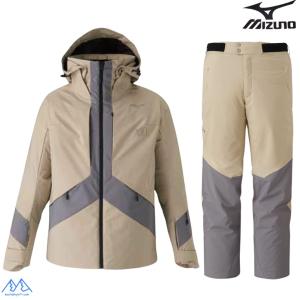 ミズノ スキーウエア トラバーチンベージュ クワイエットシェイドグレー MIZUNO DEMO SOLID SKI PARKA + DEMO SOLID SKI PANTS Z2MEC321 75 Z2MFC321 75｜msp-net