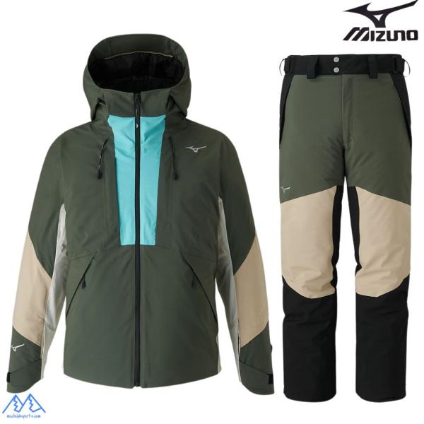 ミズノ スキーウエア カーキ カプリブルー ブラック MIZUNO FREE SKI SOLID P...