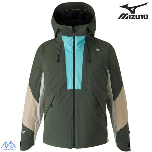 ミズノ スキーウエア スキージャケット スキーパーカ カーキ カプリブルー MIZUNO FREE ...