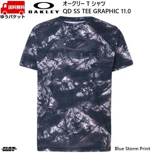 オークリー Tシャツ ブルー プリント OAKLEY QD SS TEE GRAPHIC 11.0 BLUE STORM PRINT FOA402423-66V｜msp