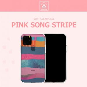 Dparks ディーパークス iPhone 11 Pro 5.8インチ PINK SONG STRIPE ソフトクリアケース 透明TPUケースに可愛いイラストが入ったケース DS17231i58R