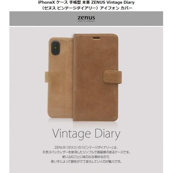 ＜Zenus＞【iPhone X/XS 5.8インチ】 手帳型 Vintage Diary 使い込む...