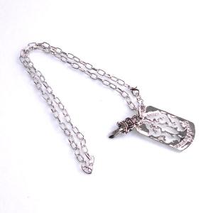 ネックレス メンズアクセサリー クロム風ダガー&ドックタグペ...