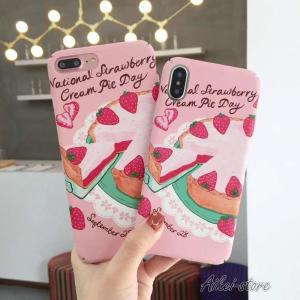 iPhoneケース スマホケース スマホカバー 保護ケース iPhone イチゴケーキ 苺 ストロベリー ケーキ スイーツ 可愛い ピンク 傷 汚れ