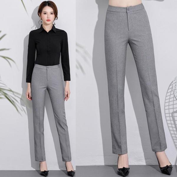 ビジネスパンツ スラックスパンツ レディース ロングパンツ ハイウエスト 長ズボン ストレート オフ...