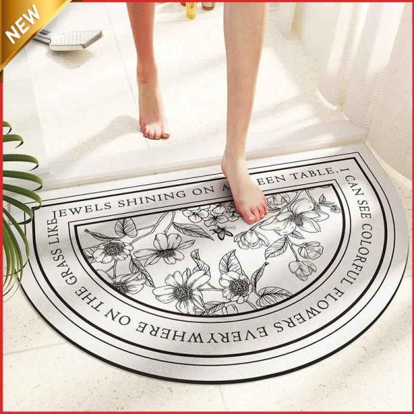 バスマット 珪藻土 かわいい 可愛い 速乾 北欧 ソフト 割れない 花柄 ノンアス 大判 サイズ 珪...