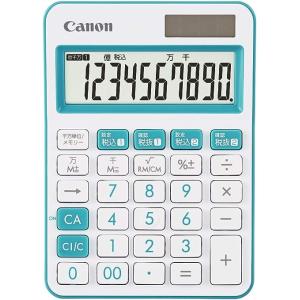 Canon 電卓 10桁 抗菌タイプ ポケットサイズ ブルー 太陽電池 アルカリ電池(LR44) LS-105WUC-BL｜msshokai