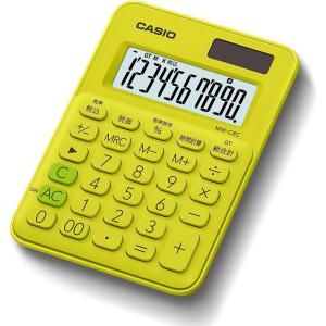 CASIO 電卓 10桁 ライムグリーン ミニミニジャストタイプ 計算状態表示 3桁位取り表示 ソーラー・電池の2電源 MW-C8C-YG-N｜msshokai