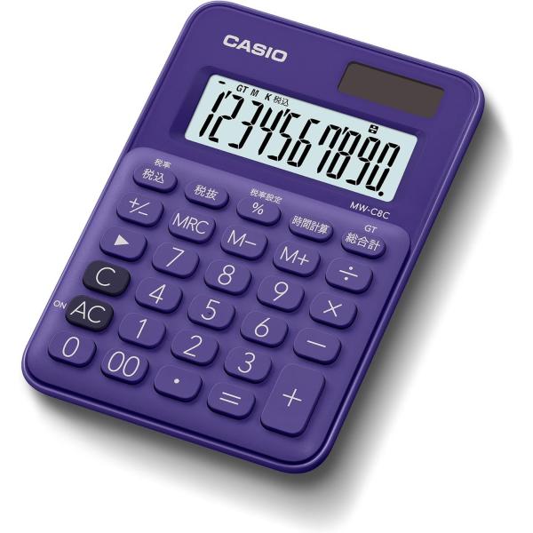 CASIO 電卓 10桁 パープル ミニミニジャストタイプ 計算状態表示 3桁位取り表示 電池寿命約...
