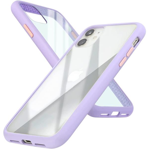 iPhone11 ケース クリア 耐衝撃 campino カンピーノ スリム ラベンダーパープル カ...