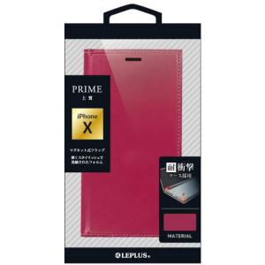 iPhoneX iPhoneXS ケース 手帳型 薄型 MSソリューションズ ルプラス LEPLUS PRIME ピンク スタンド機能 カード収納1枚 ストラップホール付き LP-I8LPPK