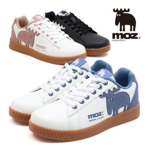 モズ レディース ローカット スニーカー moz MZ-3029 ホワイト/ブルー ホワイト/ピンク ブラック 白 青 桃 黒 ガムソール風 北欧 スウェーデン 通勤 通学