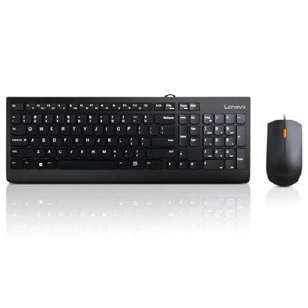 Lenovo 300 USBコンボ フルサイズ 有線キーボード＆マウス エルゴノミック 左利きまたは...