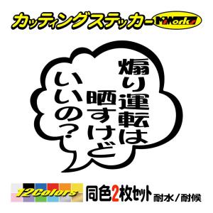 ステッカー 煽り運転は晒すけどいいの？ つぶやき (2枚1組) カッティングステッカー 煽り対策 ドライブレコーダー 車 ドラレコ 後方 アピール｜msworks