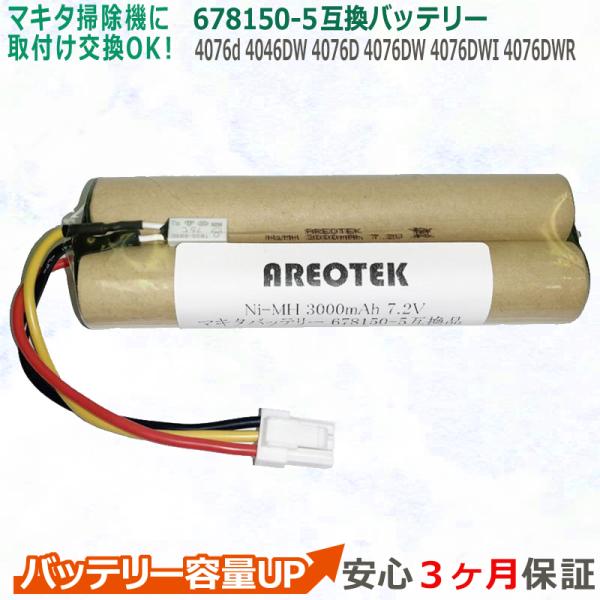 大容量　マキタ掃除機に取付け可能な互換性のある交換用バッテリー 4076d 4046DW 4076D...