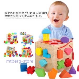 型はめ 知育 パズル ボックス 知育玩具 積み木 木のおもちゃ 型はめおもちゃ 立体 色彩 感覚 赤ちゃん おもちゃ ボックス 木製 ブロック おもち｜mtberg-store