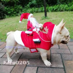 犬服 クリスマス 服 面白い ドッグウェア ペット服 赤 サンタクロース 可愛い コスプレ マント 出かけ 小型犬 中型犬 冬 暖かい パーティー タンクトップ｜mtberg-store
