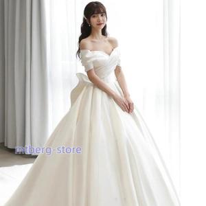 ウェディングドレス 二次会 結婚式 ブライダル Aラインドレス サテン