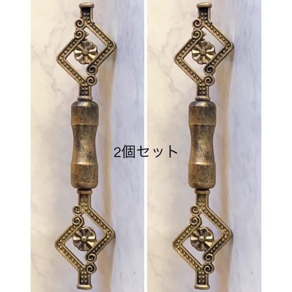 2個セット ドアノブ  おしゃれ アイアン アンティーク調ゴールドカラーレバーハンドル プルハンドル