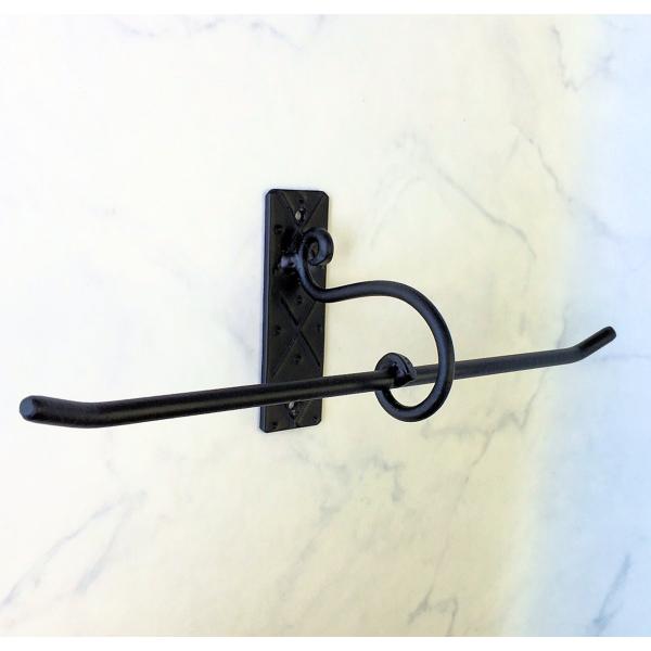 トイレットペーパーホルダー ダブルサイズ アイアン タオルハンガーにもなる２WAY 全3色