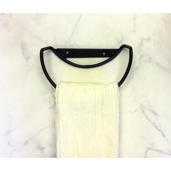 タオル掛け アイアン タオルハンガー リング 洗面所 キッチンなどに ブラックカラー