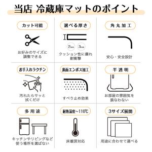 冷蔵庫マット Sサイズ 厚さ2mm W62×D...の詳細画像3