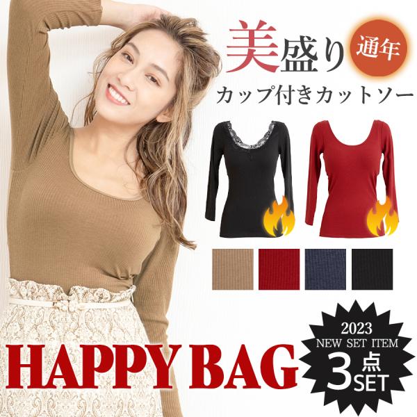 HappyBag カットソー 福袋 選べる 美盛り インナー 3組 下着 レディース ランジェリー