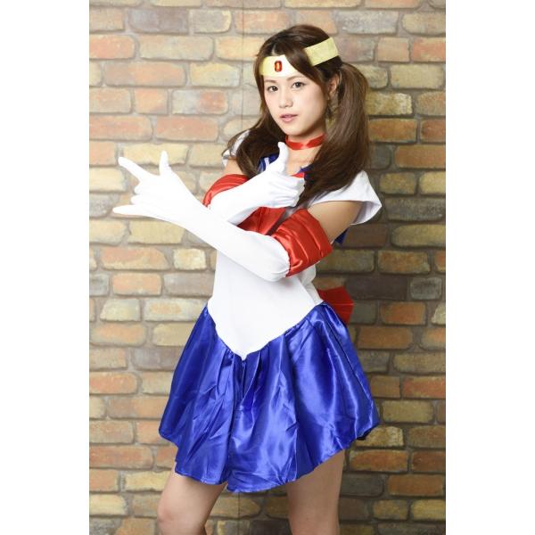 セーラー服 コスプレ 仮装 大人 レディース ワンピース 首飾り 手袋 ヘア飾り 4点セット コスチ...