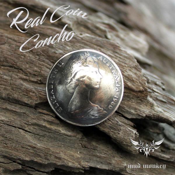 コインコンチョ ボタン /エリザベス/Sミニサイズ/ビンテージコインコンチョ/レザークラフト/バイカ...