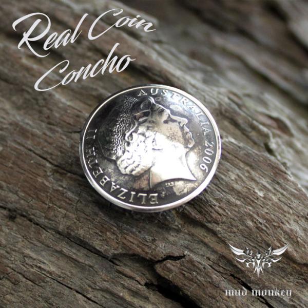 コインコンチョ ボタン /エリザベス/Sミニサイズ/ビンテージコインコンチョ/レザークラフト/バイカ...