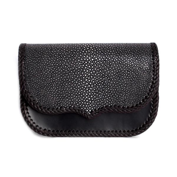 ウエストポーチ / ウエストバッグ  エイ革ブラック サドルレザーベース BUDDY