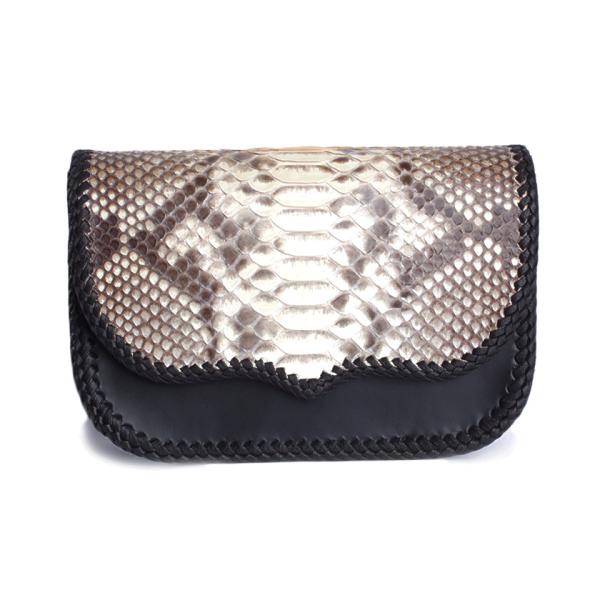 ウエストポーチ / ウエストバッグ パイソンナチュラル サドルレザーベース BUDDY