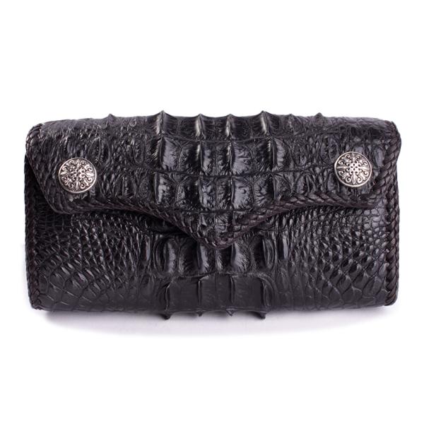 クロコダイル 長財布 背面ホーンバック・ブラック/コンチョトライバルW CLAW