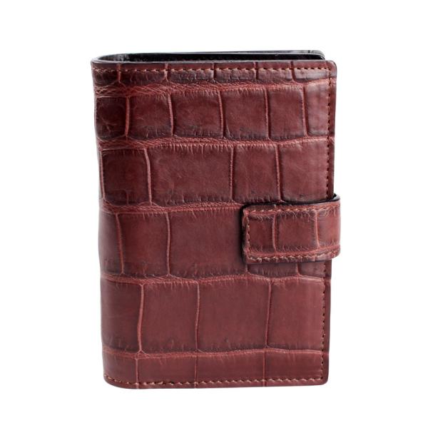L字ファスナー二つ折りミドル財布 / クロコダイル財布 ブラウン/イタリアンレザー ブラック FUS...