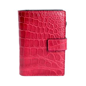 l字ファスナー財布 二つ折り財布 トカゲ革 リザードハーフ /レッド