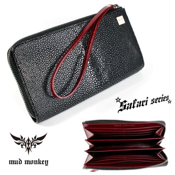 L字ラウンドファスナー長財布/スティングレイ・エイ/ブラック