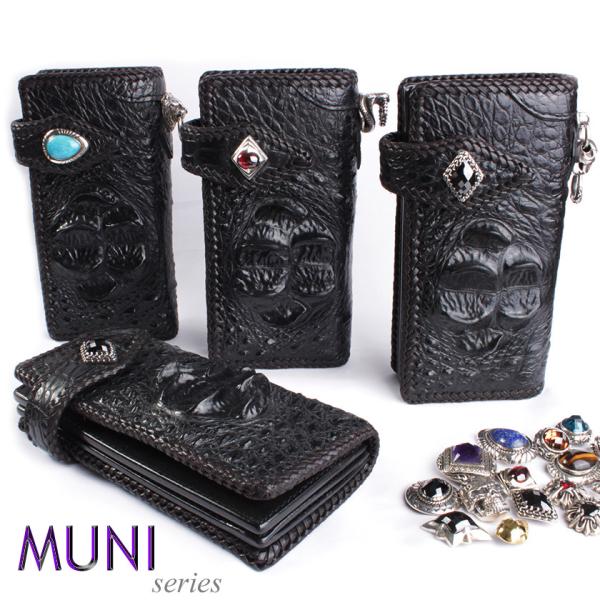 クロコダイル 長財布 クラウンホーンバック・ブラック/コンチョ 限定スペシャルカスタム MUNI