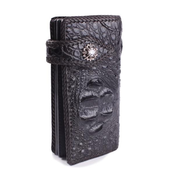 クロコダイル 長財布 クラウンホーンバック・ブラック/コンチョLilyGothicクリスタル MUN...