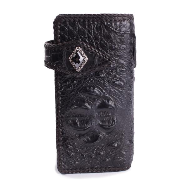 クロコダイル 長財布 クラウンホーンバック・ブラック/コンチョGrabオニキス MUNI