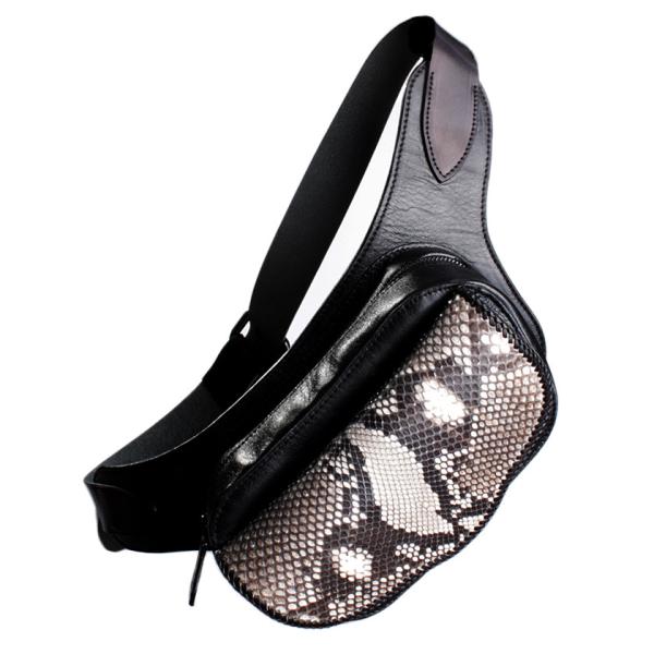 本革ボディバッグ/ウエストバッグ イタリアンシープレザー フラップパイソンナチュラル WESTERN