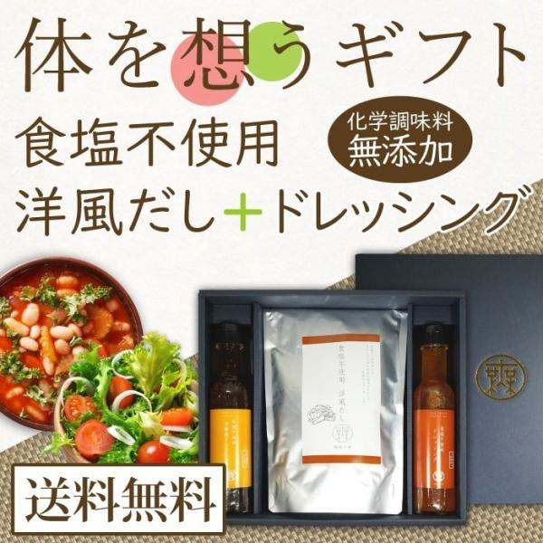 からだを想うギフト 食塩不使用洋風だし1袋 食塩不使用ドレッシング2本 化学調味料・保存料など無添加...