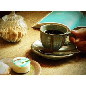 信楽焼 コーヒーカップ＆ソーサー 青 ボーダー コーヒー碗皿 セット 陶器 コーヒーカップ ソーサー...