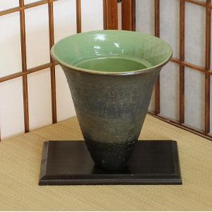 信楽焼 花器 黒 櫛目 コンポート 在庫数限り 陶器 花瓶 生け花 和風