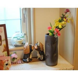 備前焼 四方筒花入（桟切)| おしゃれ ギフト プレゼント 陶器 陶磁器