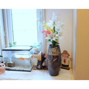 信楽焼 花瓶 黒 ゆらぎ おしゃれ 一輪挿し 花入 陶器 花びん 花器